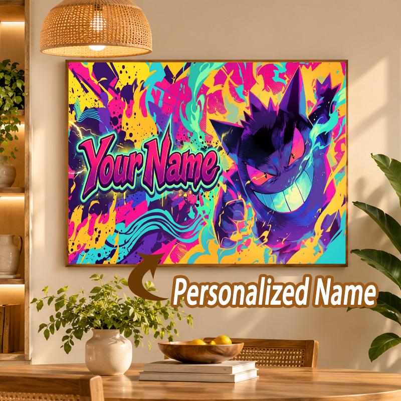 Gengar Custom Name Diamond Painting Personalized 5D Full Drill DIY Diamond Art Home Decor