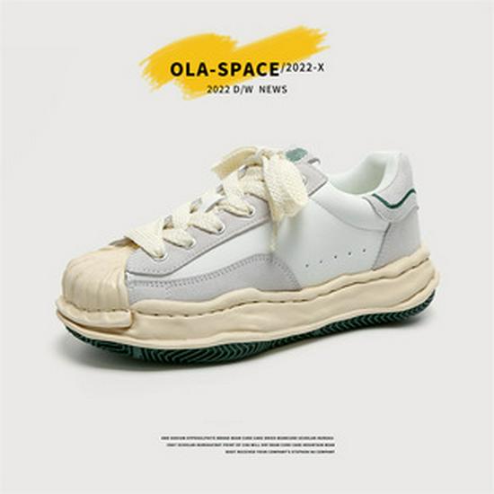 Men's Genuine Leather Low-Top White Sneakers - Breathable Casual Spring/Summer Shoes