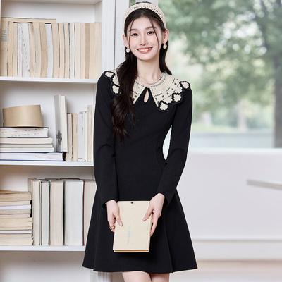 Retro Long Sleeve Round Neck A-Line Dress