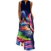 Vintage Dámské 3D tisk Boho Dlouhé šaty bez rukávů Letní móda Společenské šaty s výstřihem do V Dámské Ležérní Kapesní Tenké Vestido