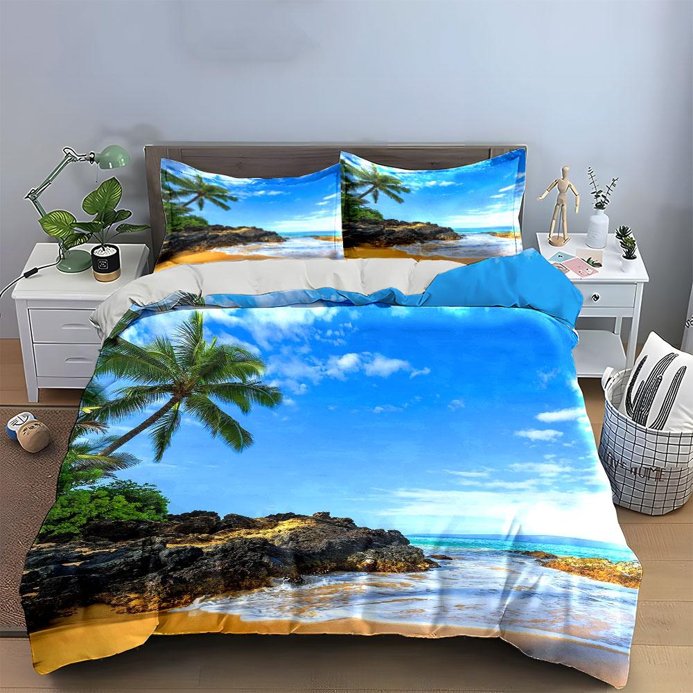 Palm Trees and Beach. Bedding Sets Duvet Cover Sets Duvet Covers Pillowcases(1* Duvet Cover 2* Pillowcases Without Duvet Insert)