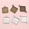 10pcs 15mm Inner Size Square Pendant Cabochon Blank Base Setting Alloy Metal Single/Double Loops DIY Jewelry Making Accessories