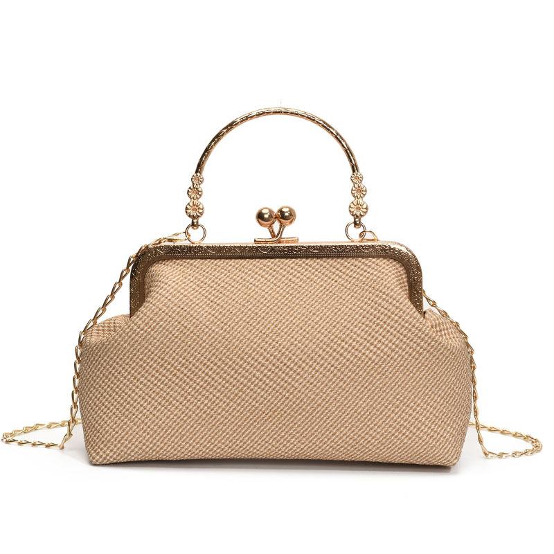 Spring new temperament simple fashion light luxury gentle dinner bag women versatile foreign style solid color chain messenger bag