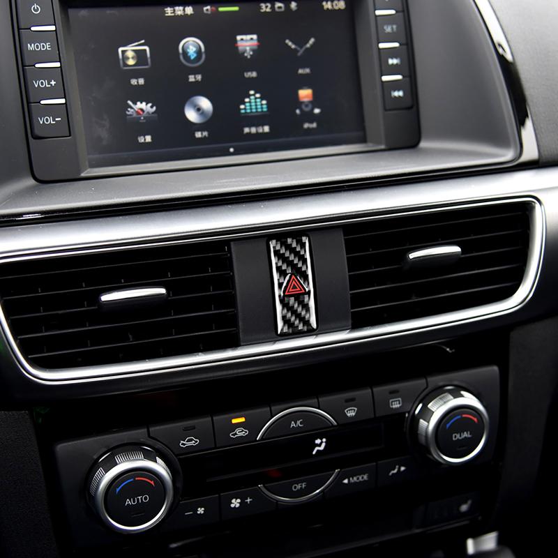 For Mazda CX-5 2017 -2018 1PCS Real Carbon Fiber Emergency Flash Button Trim Car Interior Accessories Car Interior