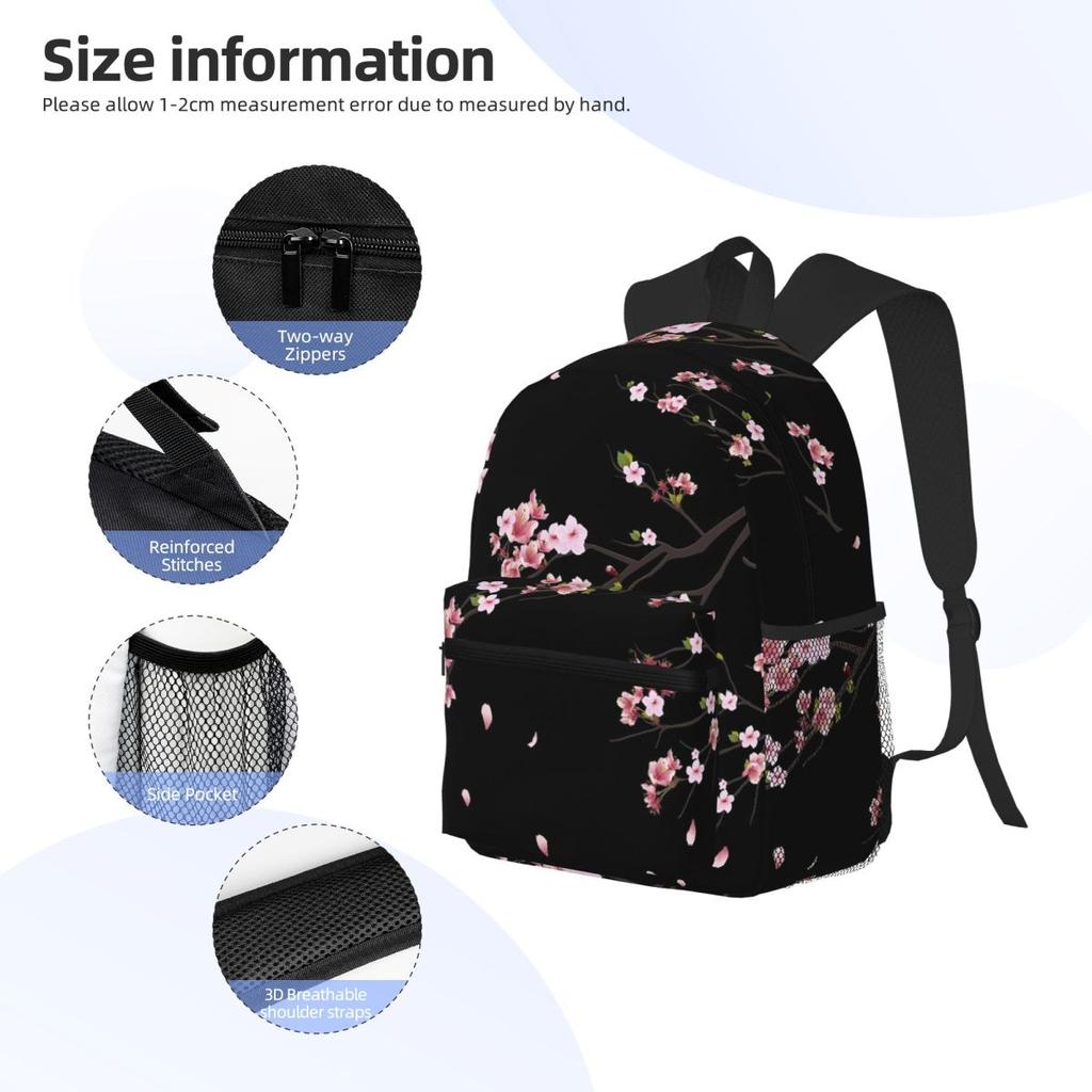 Japanese Sakura Cherry Blossoms Student Backpack School Bag Hiking Travel Daypack for Men Women Bookbag Shoulder Bags