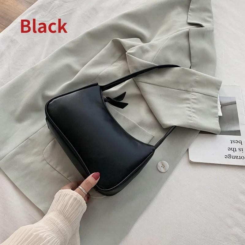 Women Travel Shoulder Bags Female PU Leather Zipper Shopping Underarm Bags Pure Color Small Purse  Purses and Handbags