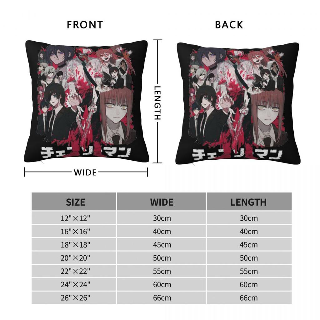 Chainsaw Man Anine Square Pillow Case Cushion Cover Fashion Zipper Decorative Pillowcase For Bed 18"X18"