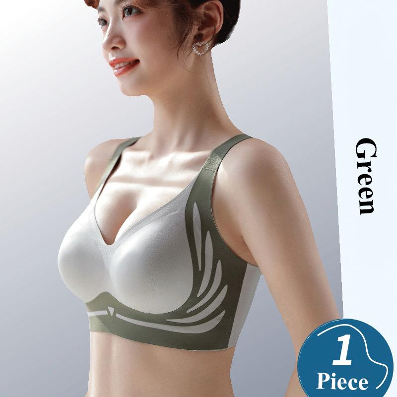Seamless Push-up Fixed Cup Bra Women V Neck Anti-Sagging Support Bralette Sexy No Steel Comfortable Underwear Ladies Sports Bras
