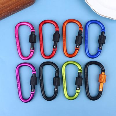 4Pcs 7.5*4.0cm D-shape Aluminum Alloy Carabiner Clips With Screw Gate Carabiners Hiking Clips EDC Outdoor Camping Equipment Hook