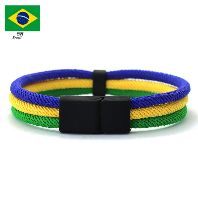 Noter Neues Roman Flaggenfarbe Armband für Männer 4 mm Nylonseil Kette Armband Öffnungsbare Magnetverschluss Spanisch Ukrainisch Symbol Armband