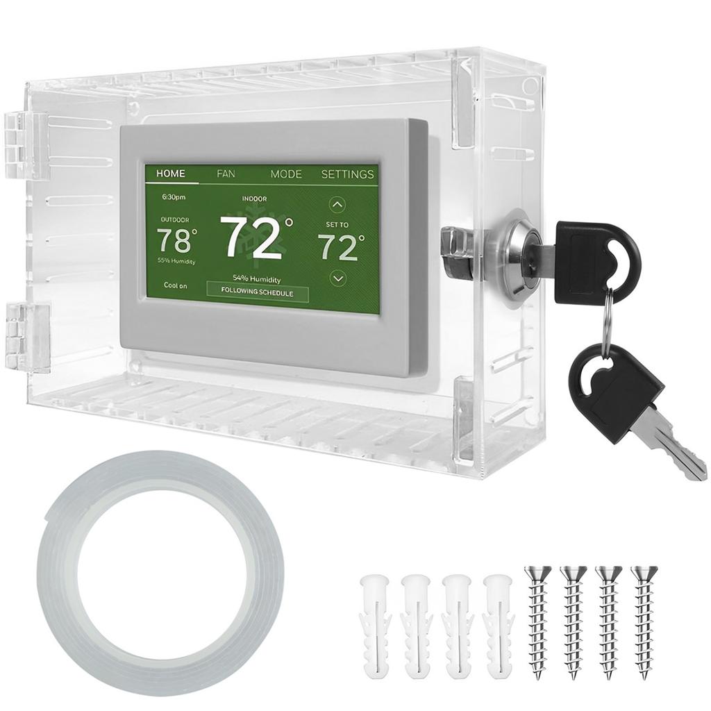 Universelle Thermostat-Verriegelungsbox mit Schlüssel Klare Acryl-Thermostatabdeckung mit Schloss Großer Thermostatschutz Einfach zu installieren für Zuhause