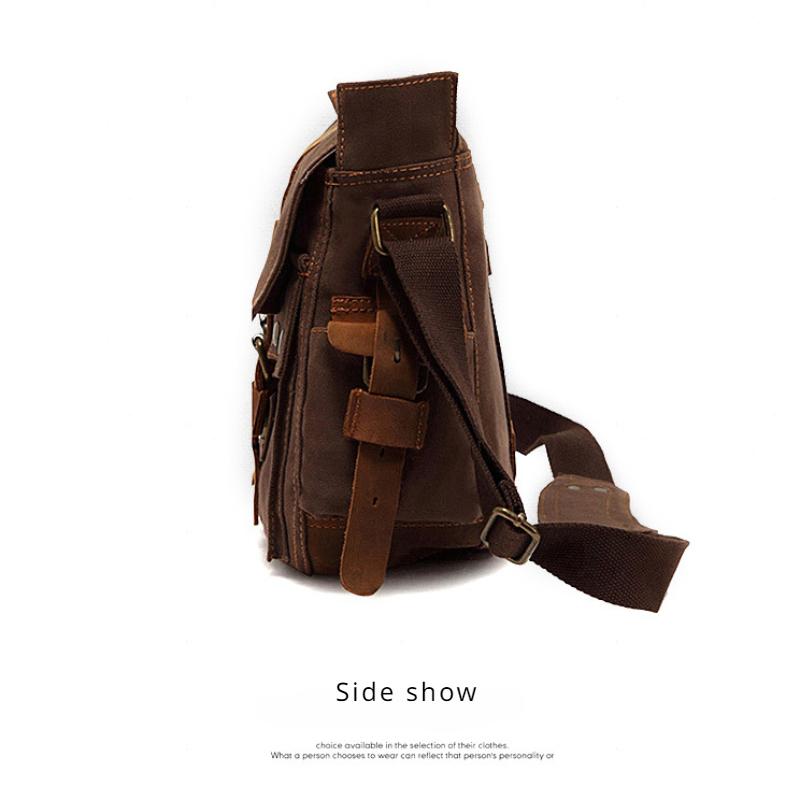 Retro Men's Canvas Shoulder Bag European American Style Men's Crossbody Bag Outdoor Casual Knapsack Father's Day Present