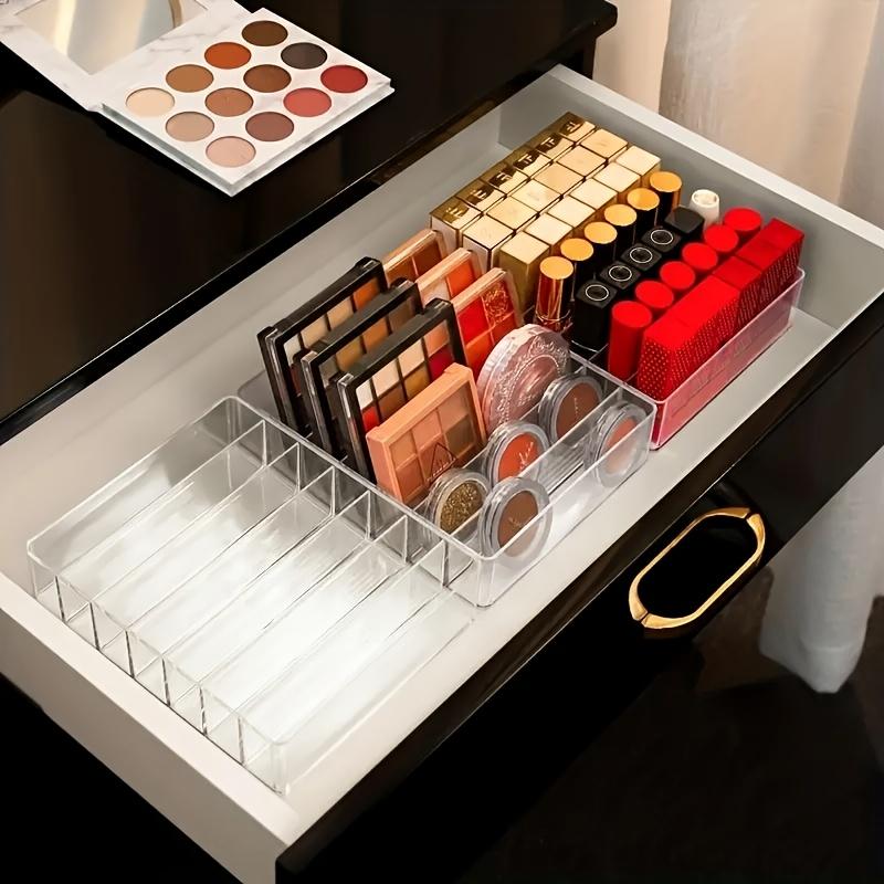 7 Grids Transparent Makeup Organizer Box Vanity Bathroom Portable Cosmetic Storage Box Acrylic Lipstick Eyeshadow Brushes Holder