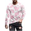 Spring and Autumn Round Neck Spotted Cow Pattern 3D Printed Top Fashionable Casual Long Sleeved Men's T-shirts