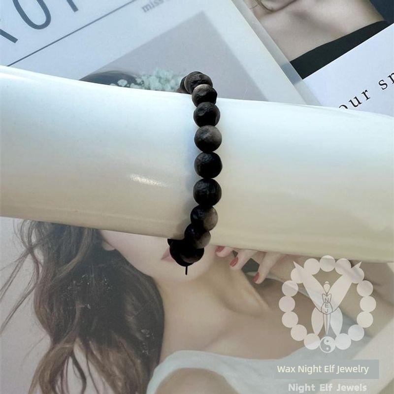 Natural Cat s Eye Silver Sand Obsidian Bracelet Men s Bracelet Women s Carved Meteorite Universe Moon Frosted and Matte Fashion Style 17 cm 8mm Single Circle Bracelet