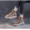 Nuevas sandalias de plataforma retro hechas a mano para mujer, de piel sintética, con cuñas Baotou huecas, zapatos de gladiador con cremallera trasera, suela gruesa, botas geniales