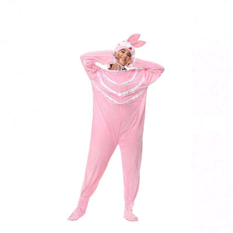 Costume Cartoon Animal Pink Rabbit onesie Adult animal stage performance suit