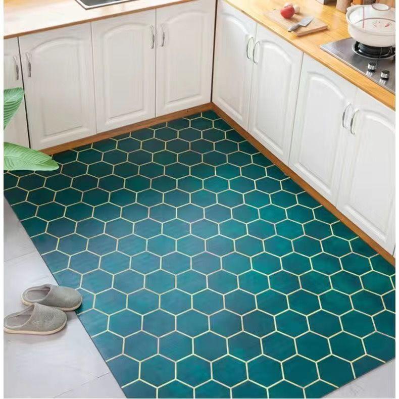 Kitchen Leather Carpet Non-slip Mat  Waterproof and Oil Proof Floor Mat Balcony Door Mat Room Carpet Area Rug Washable Bath Mat