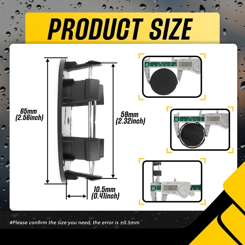 4Pcs Wheel Center Caps for Ford Mustang 2001-2014/F-150 2010-2014/Focus 2002-2004/2015 200 S Sedan Wheel Rim Outer 65mm(2.56in) Inner 59mm(2.32in)