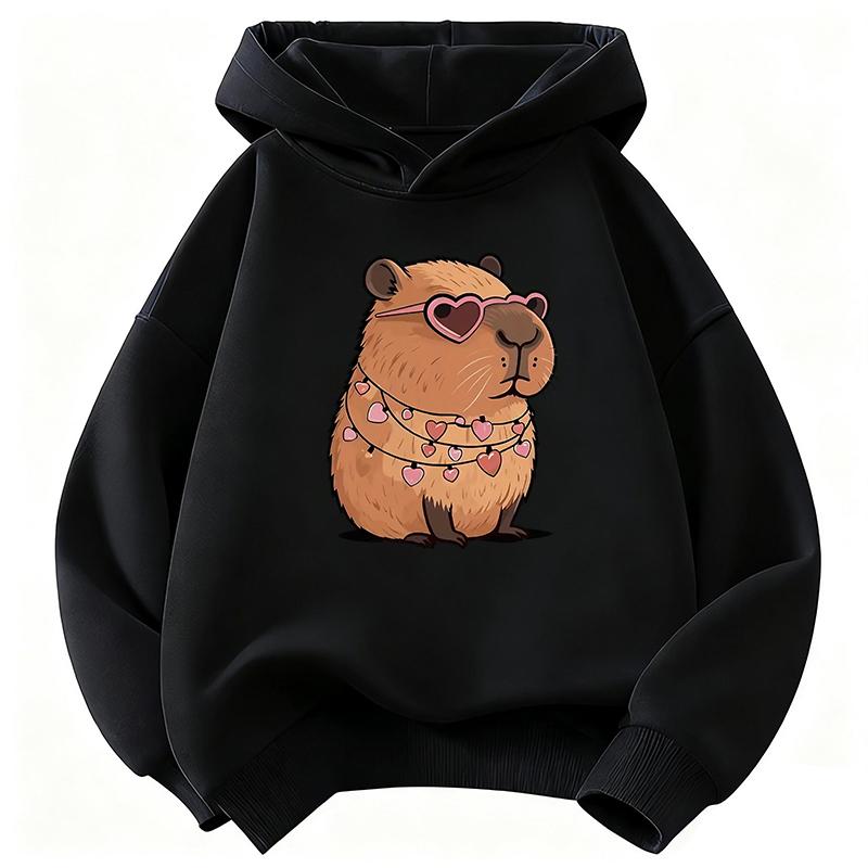 Streetwear Capybara Printed Hooded Kids Children's Sweatshirt Cute Hoody for Boys Girls Autumn Spring Casual Hoodies