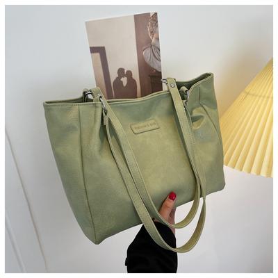 Large Capacity Solid Color Tote Bag 202 New Fashion Versatile Shoulder Bag Going Out Shopping Commuter Handbag
