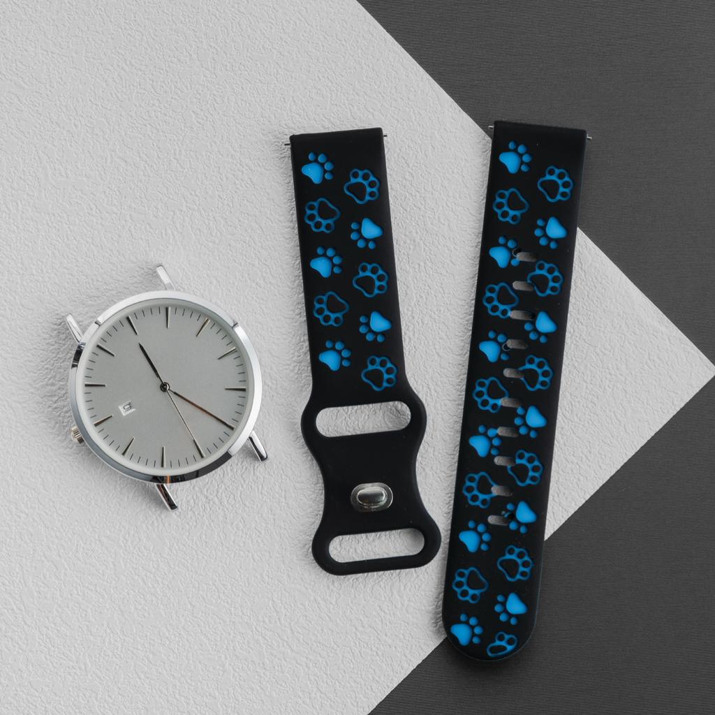 20mm Two-tones Silicone Strap for Samsung Galaxy 7/6/5/4 5pro 4/6classic Soft Sports Band for Huawei GT3/2 42MM Cat Paw Pattern