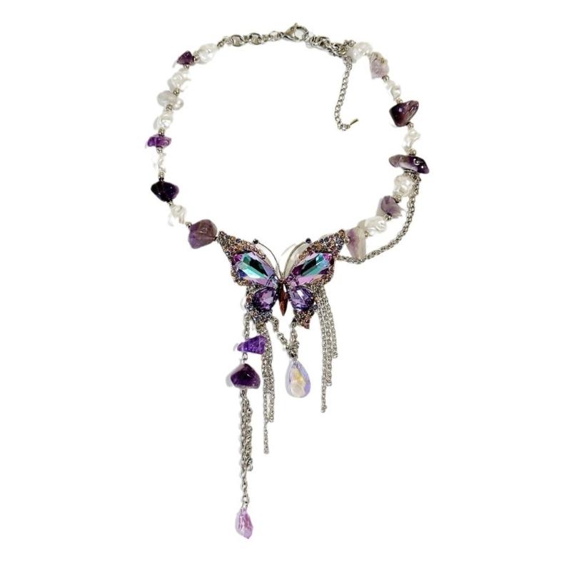 Artistics Butterfly Irregular Bead Necklace Alloy Jewelry For Casual Outfits And Formal Event