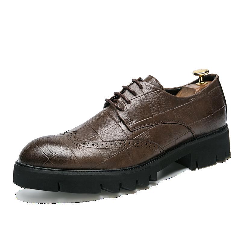 Men's Spring & Autumn Brogue Casual Shoes - British Platform with Thick Soles