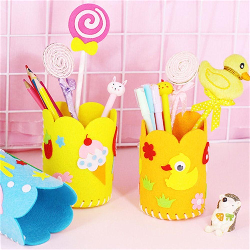 Toys Arts Crafts For Children Handwork Pen Container DIY Pencil Holder Non-Woven DIY Pen Holder