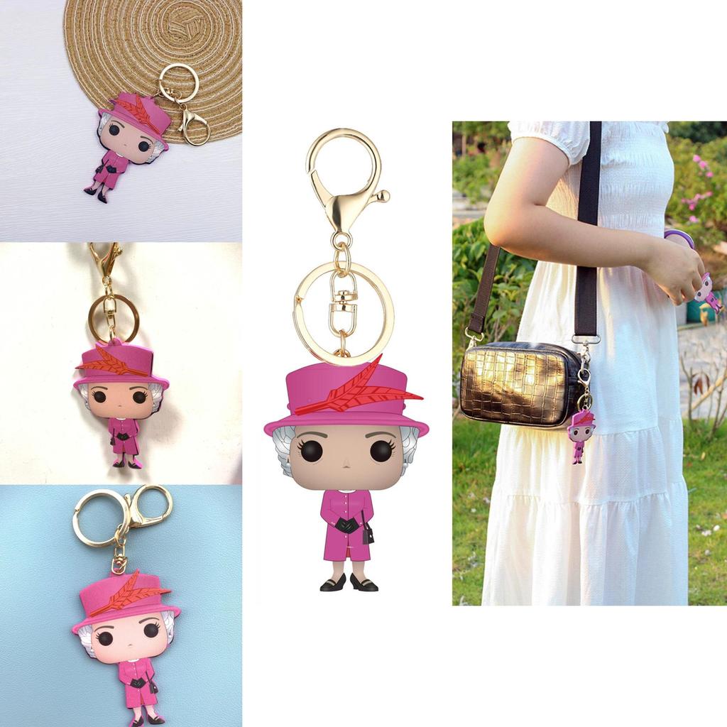 Queen Elizabeth Ii Rose Red Keychain Pendant Souvenir Bag Accessory Gift