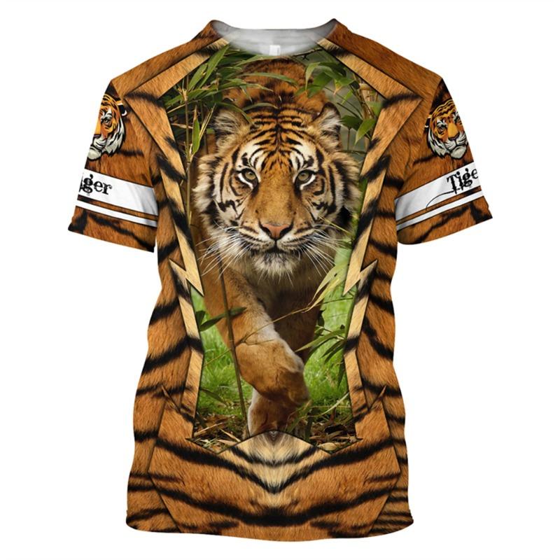 Tiger Animal 3D Print Sport Breathable Men Tshirt Outdoor Street Casual Fashion