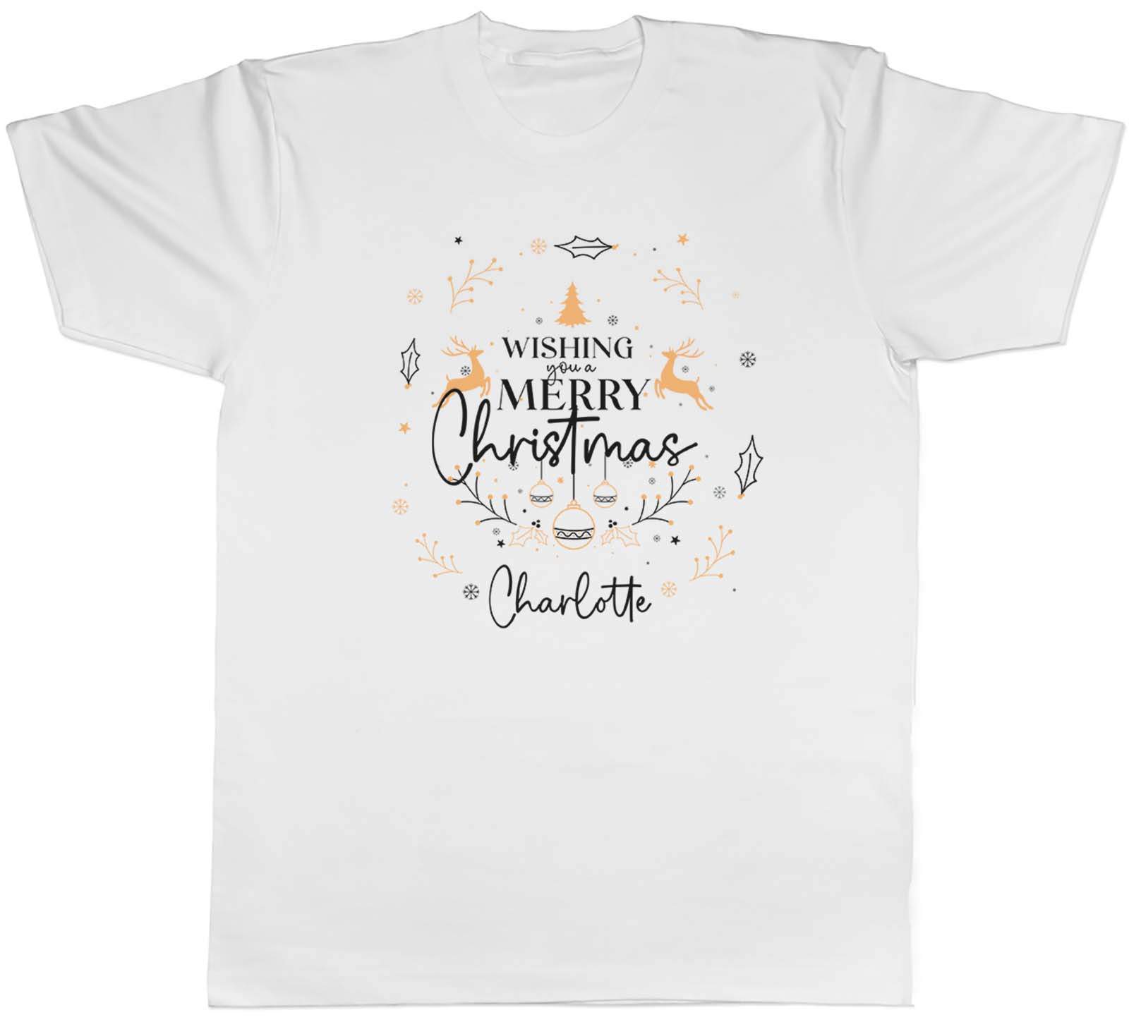 Personalised WIshing You A Merry Christmas Xmas Mens Unisex T-Shirt Tee Gift M