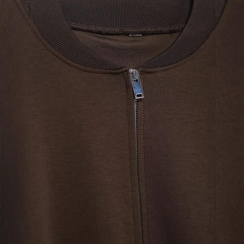 ZA 2026 Womens Casual Slim Fit Zip Up Jacket Solid Color Round Neck Long Sleeve Top
