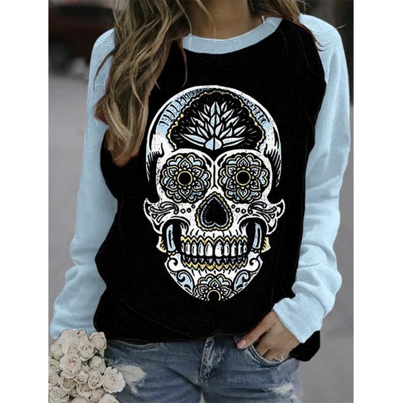 Halloween Sweatshirts Horror Skull Ghost 3D Print Hoodies Women Long Sleeve Tops Female Clothing