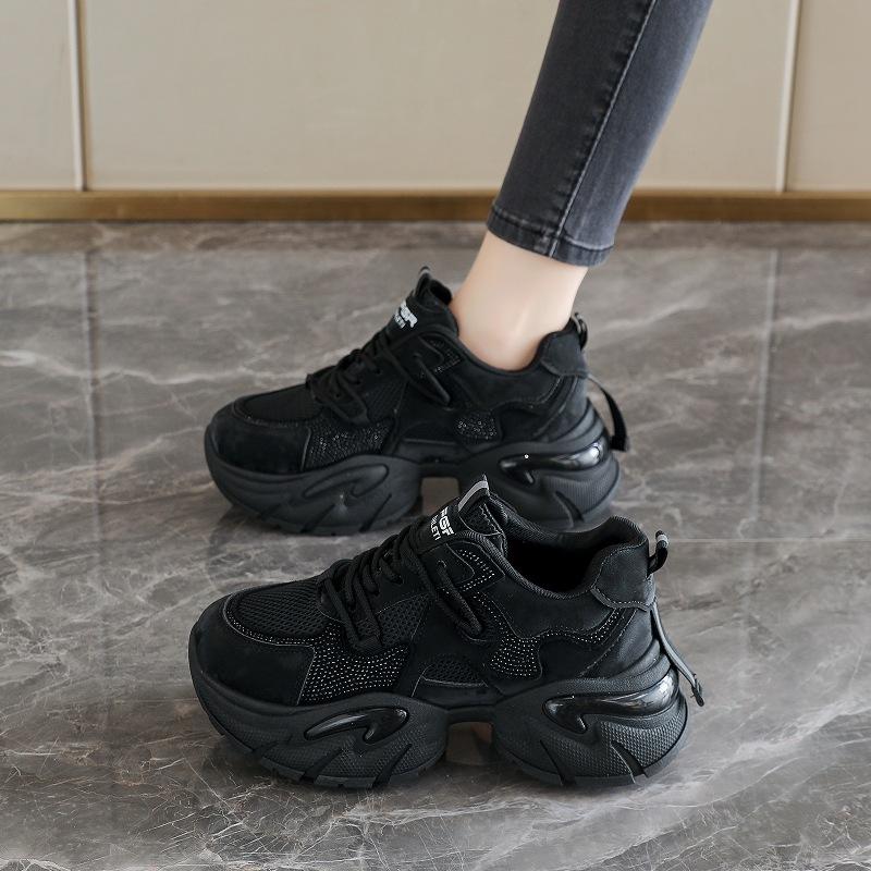 Summer mesh shoes women's breathable thin new platform dad shoes student mesh sneakers increase in height