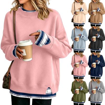 Women's Long Sleeve Mock Two-Piece Sweatshirt Loose Fit Casual Pullover
