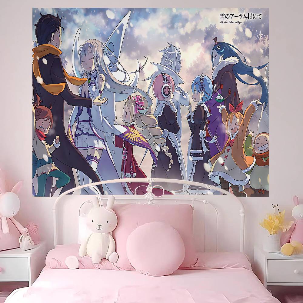Re Zero Anime Hanging Bohemian Tapestry Hanging Tarot Hippie Wall Rugs Dorm Wall Hanging Home Decor