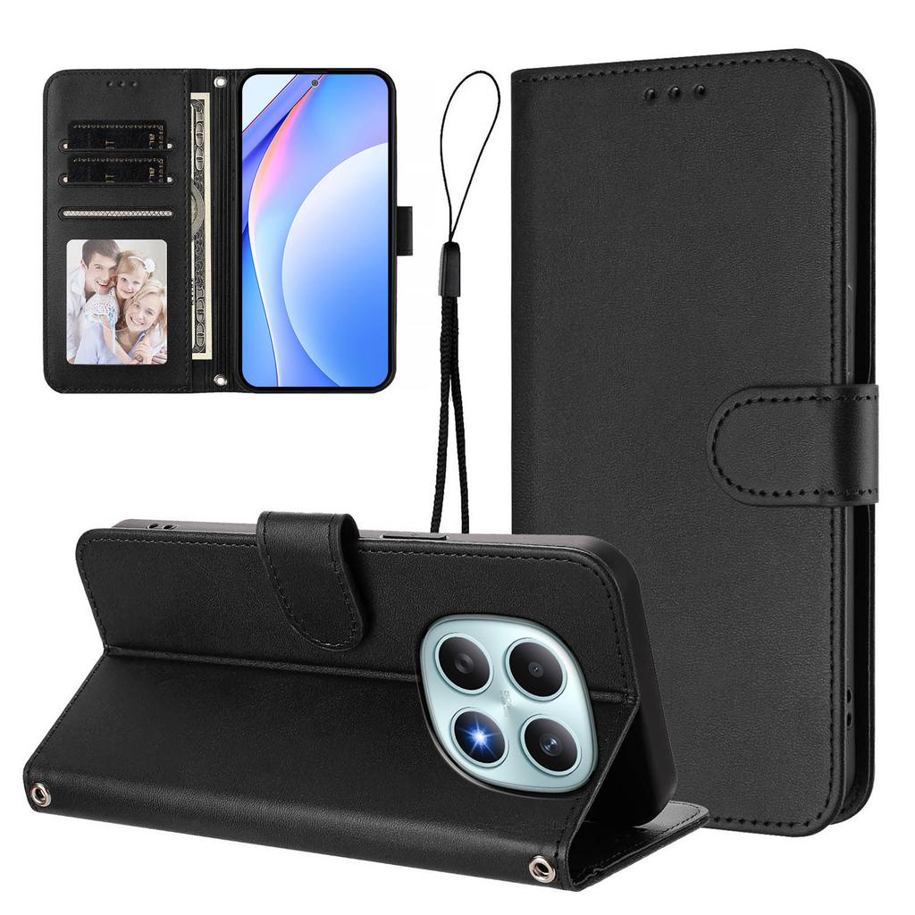 For Xiaomi Poco M8 5G/Redmi Note 15 5G (Global) Wallet Case RFID Blocking Calf Texture Leather Stand Phone Cover with Strap