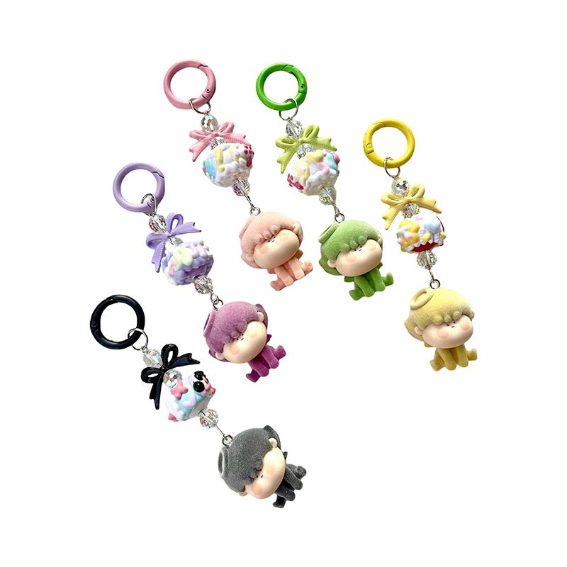 Christmas Labubu Kawaii Particles Keychain Bag Cell Phone Charm Key Chain Christmas Gift Cute Plush Charm