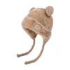 Cute Bear Wool Knitted Hat Women's Autumn Winter Windproof Earflap Warm Plush Beanie