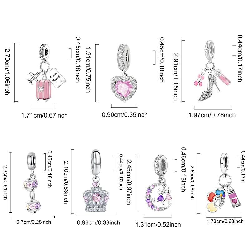 Copper Crown Pink Perfume Charms Beads Fit Diy Bracelet Necklace Making Gift Of High Quality Jewelry For Womens