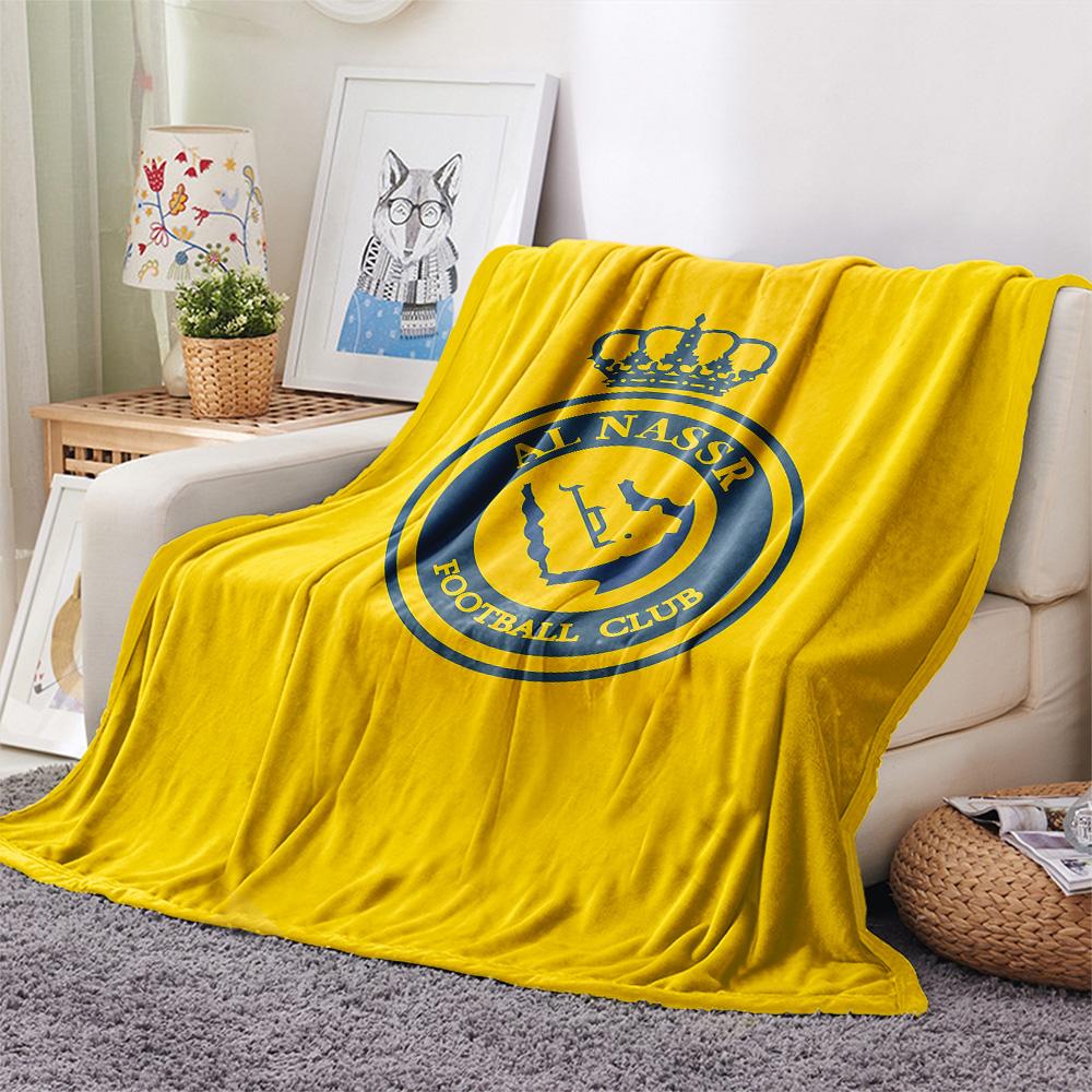 Koc flanelowy z nadrukiem Al Nassr FC, Wysokiej jakości, Wygodny na wszystkie pory roku, Wystrój domu, Ciepło i komfort