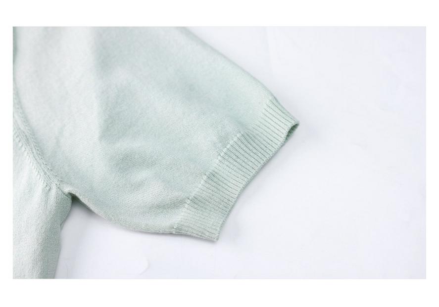 Young Mother's Stylish Ice Silk Knit Short Sleeve T-Shirt