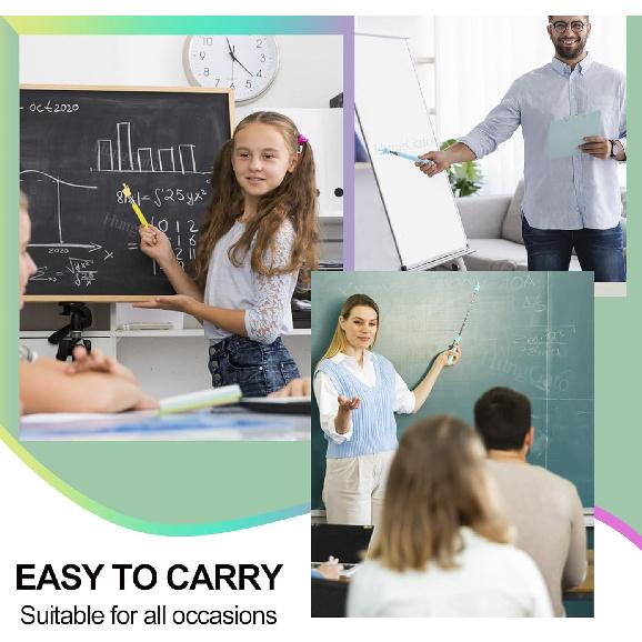 4PCS Retractable Teacher Pointer for Classroom Kids Reading, Mini Extendable Hand Pointer Finger Pointer Stick, Point Reading Pen, Kindergarten