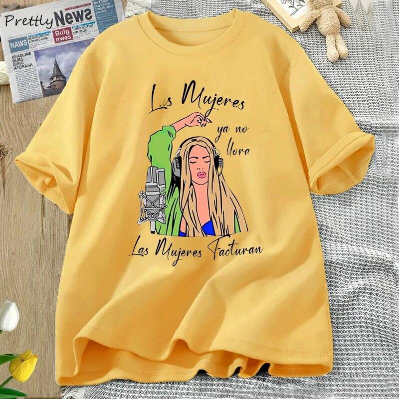 Shakira Las Mujeres Ya No Lloran T Shirt for Women Cotton Black Karol G Tshirt Shakira Song Women Don't Cry Tee Shirt Streetwear Unisex