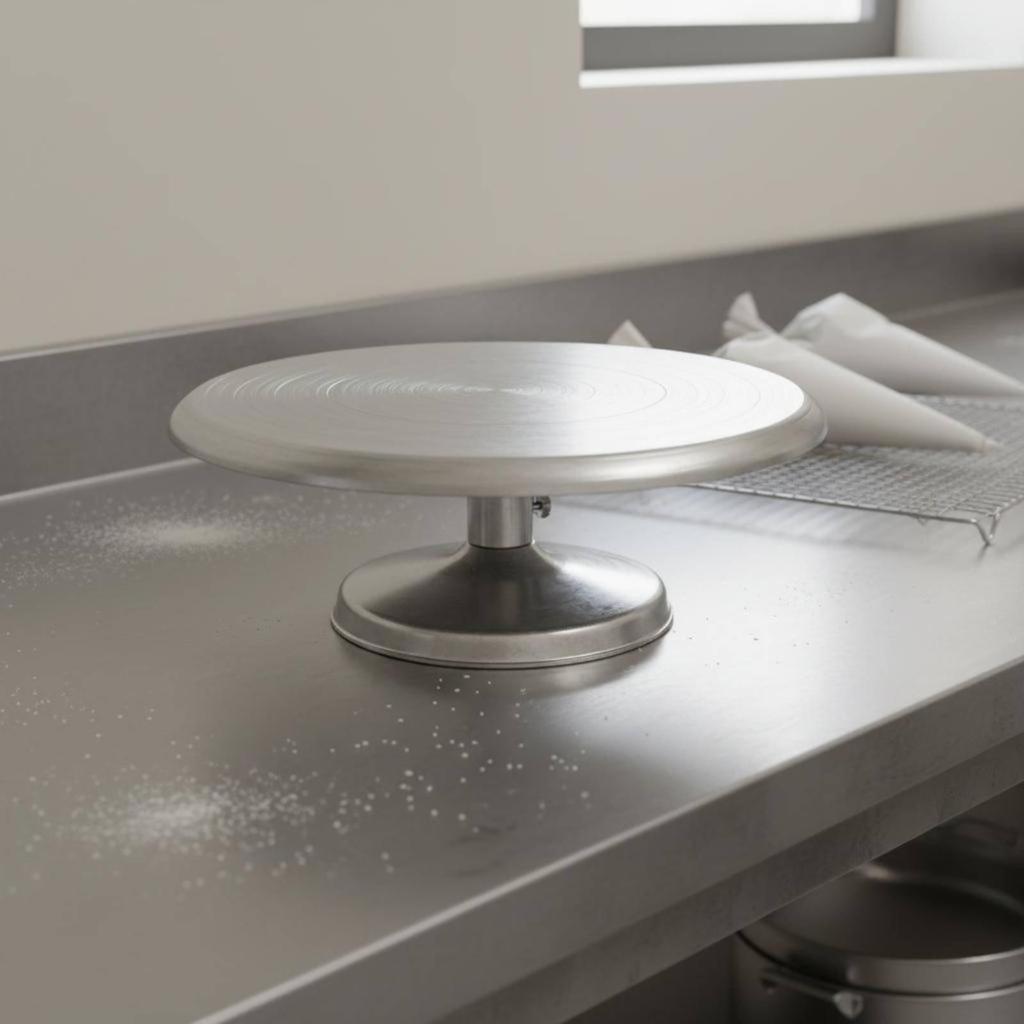 Degree Rotation Cake Turntable Professional Grade Stainless Steel Decorating