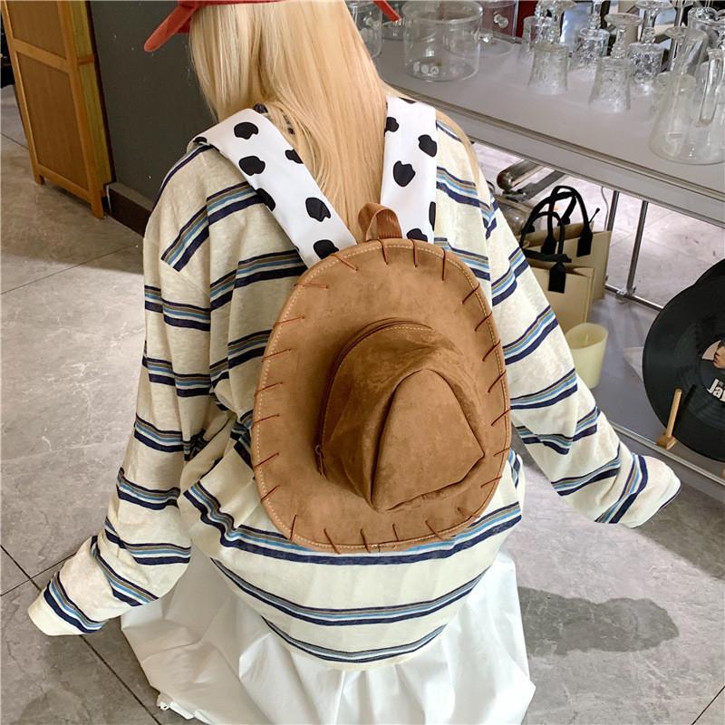 Color Solid Retro Woody Embroidered Plush Daypack With Soft Material Gift Giving