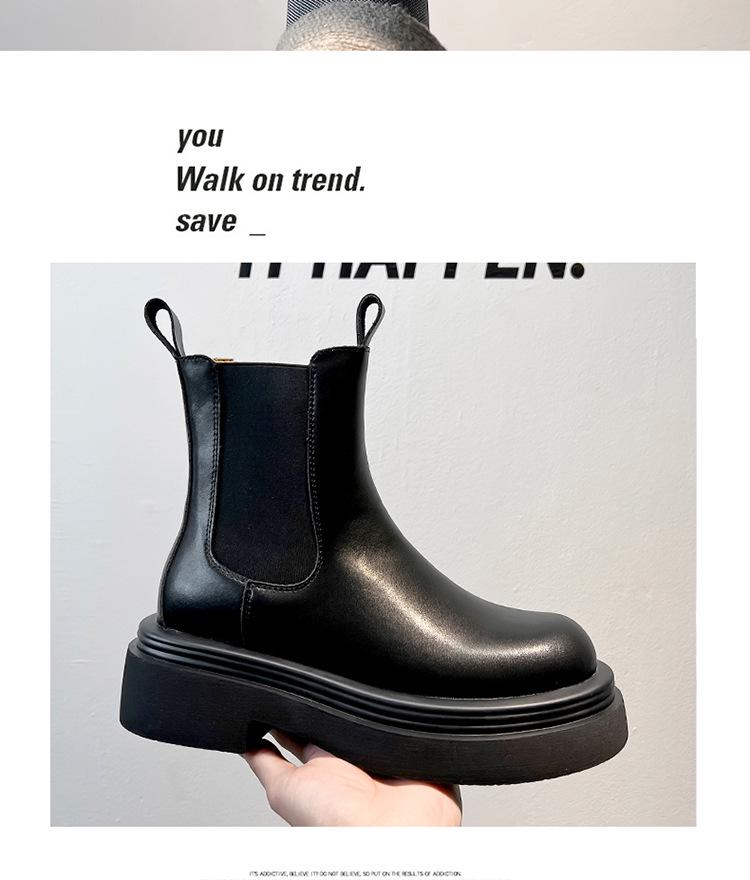 Men's Trendy High-End Retro Chelsea Boots - British Style, Thick-Soled, High-Top Leather Martin Design 5015-A.