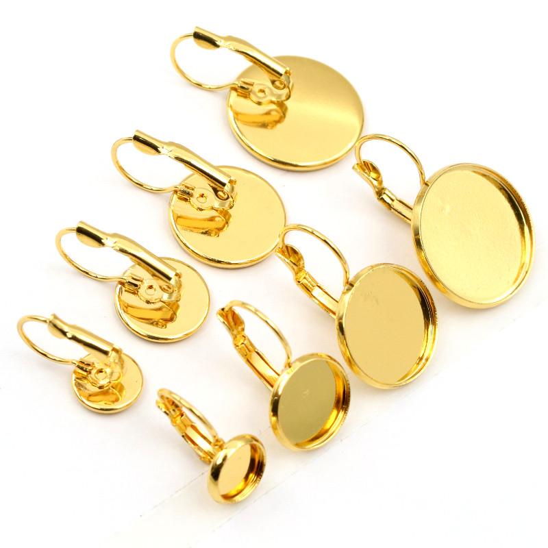 Edelstahl Gold Plated 8-20mm Französische Hebel Cabochon Ohrring Fassung Leere Basis Cameo Schale DIY Ohr Schmuck Zubehör
