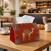1pc Bohemian Tribal Animal Tissue Box - Camel Mandala Border Napkin Storage Box, Suitable for Rolls/facial Tissues/single Sheets,Two Sizes Available F